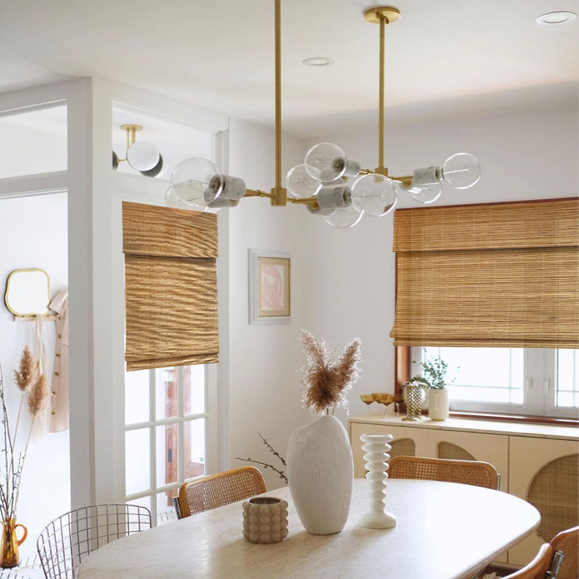 HAZEL BROWN COLOR / Cordless Woven Wood Rattan Bamboo Shade Wallcovering Blinds - Classic & Modern